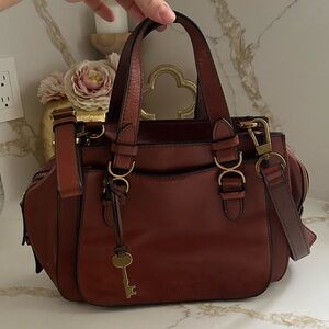 Fossil Women's Rich Brown Leather Satchel